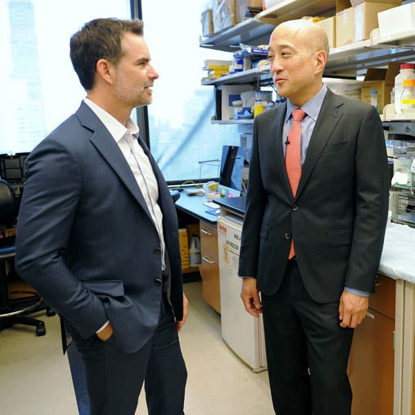 Jeff Gordon with Memorial Sloan Kettering researcher