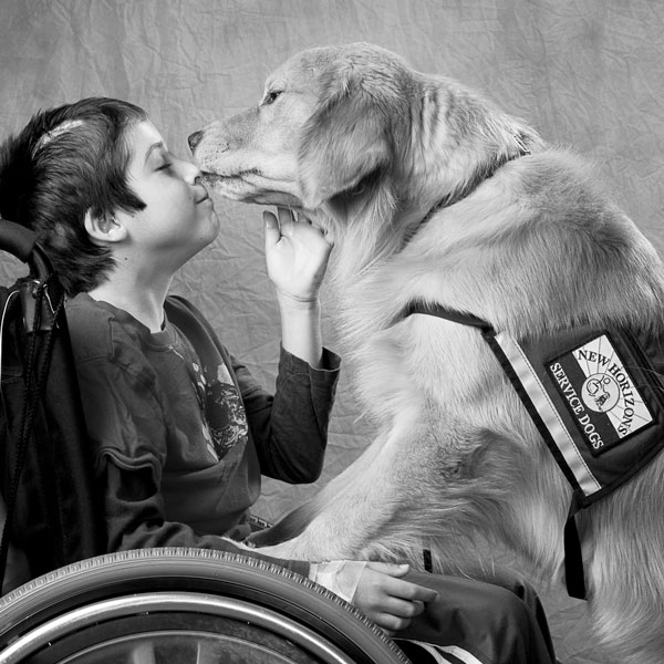 Pediatric cancer patient with service dog